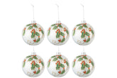 Doos Van 6 Kerstballen Glas Wit/Groen/Rood S